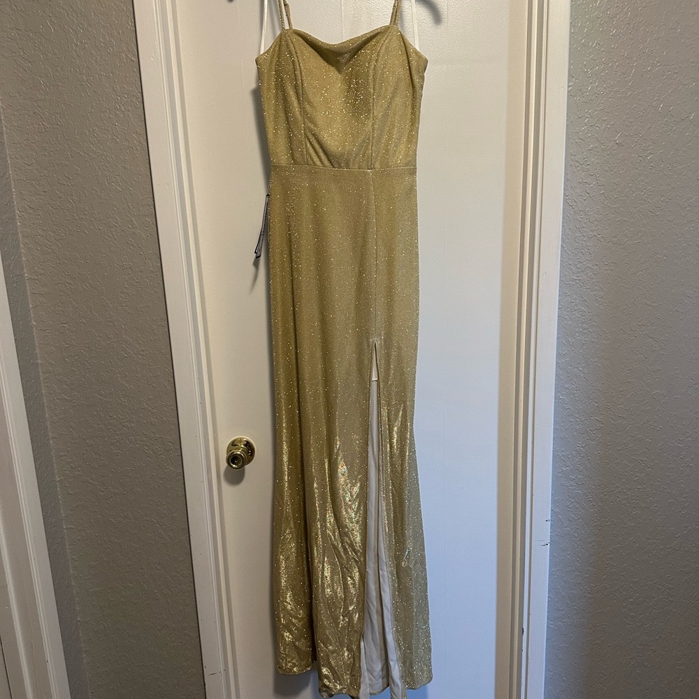 Macy's Glittering Gold Spaghetti Strap Dress